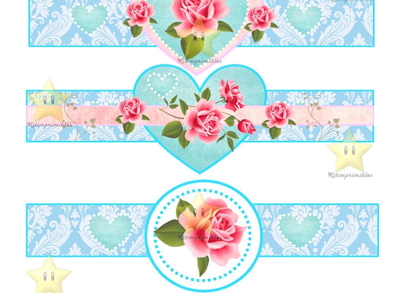 Kit Imprimible Shabby Chic Rosas Diseñá Tarjetas, candy bar golosinas